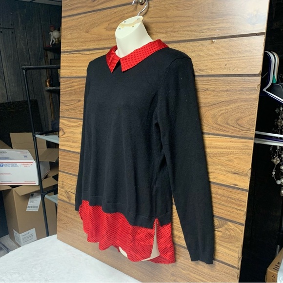 Adrianna Papell size M Black Sweater with Red Polka Dot Accents - Picture 7 of 8